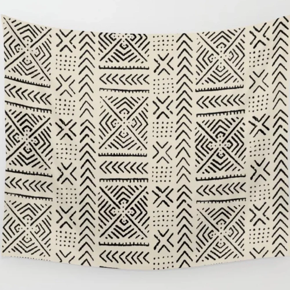 SOCIETY6 NWT line mud cloth shower curtain -bone by Liz Koehler brown